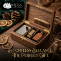 WhqKalc™ Luxury Men's Grooming Gift Set | Premium Walnut Wood Valet Box Organizer with Brass Comb, Pocket Mirror, Sleek Money Clip & Genuine Leather Key Fob | Perfect Birthday, Anniversary & Father’s Day Gift for Him