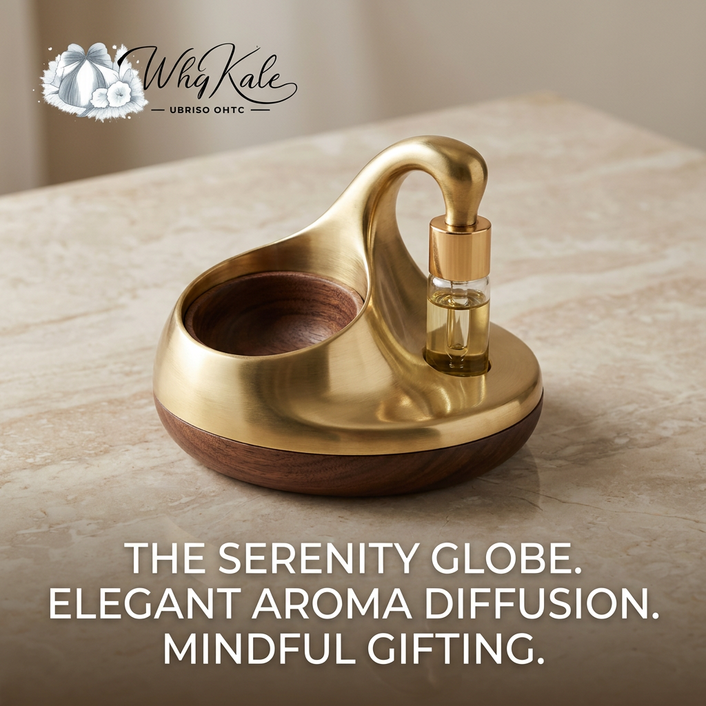WhqKalc™ Serenity Globe Essential Oil Diffuser | Premium Brass & Walnut Wood Passive Aromatherapy Ornament | Luxury Waterless Fragrance Diffuser & Minimalist Desktop Decor for Office, Yoga, Meditation & Mindful Gifting