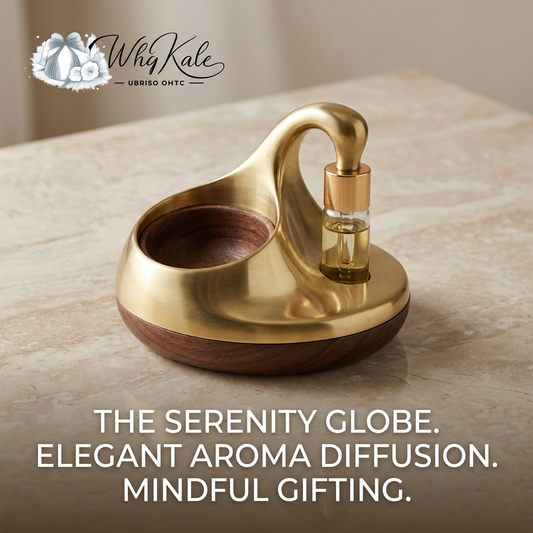 WhqKalc™ Serenity Globe Essential Oil Diffuser | Premium Brass & Walnut Wood Passive Aromatherapy Ornament | Luxury Waterless Fragrance Diffuser & Minimalist Desktop Decor for Office, Yoga, Meditation & Mindful Gifting